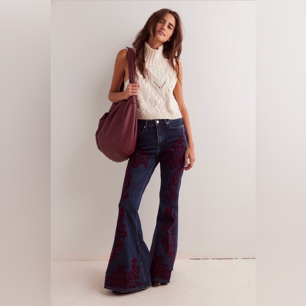 Free People Wrangler x Lainey Wilson Vintage Flock Flare Jeans
